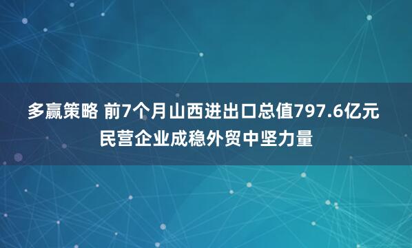 多赢策略 前7个月山西进出口总值797.6亿元 民营企业成稳外贸中坚力量